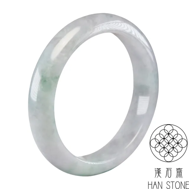 【漢石齋】天然翡翠A貨 手鐲玉鐲 春帶彩種(手圍18.8/版寬13.5mm)