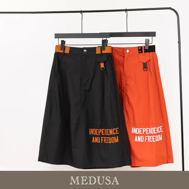 【MEDUSA 曼度莎】現貨-釦帶刺繡字母休閒裙 - 2色（M-XL）｜裙子 中長裙 休閒裙(305-20604)