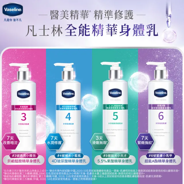 【Vaseline 凡士林】全能精華身體乳250ml-3入(菸鹼醯胺/玻尿酸/5.5%果酸精華/超能A酯)