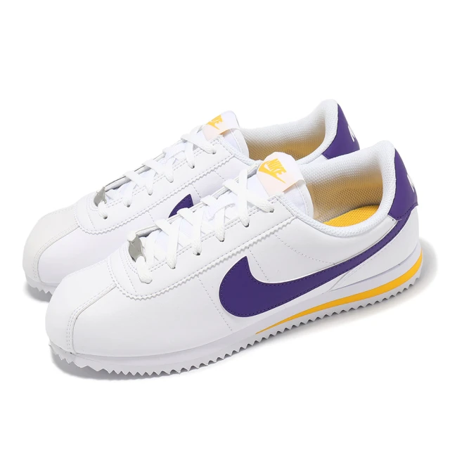 NIKE 耐吉 阿甘鞋 Cortez Basic SL GS 大童 女鞋 白 紫 Lakers 湖人配色(DM0950-105)