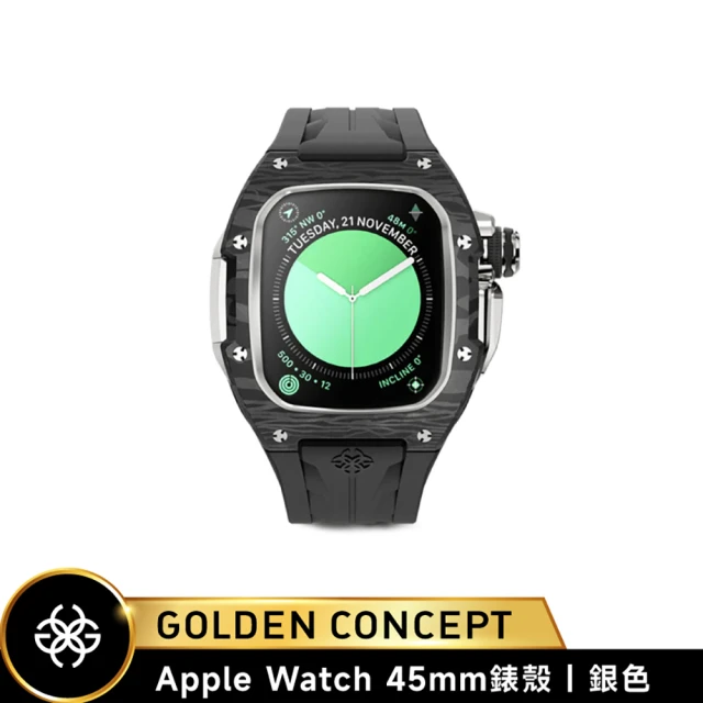 Golden Concept Apple Watch 45mm 保護殼 RSCIII45 銀錶殼/黑橡膠錶帶(碳纖維複合材質鈦合金)