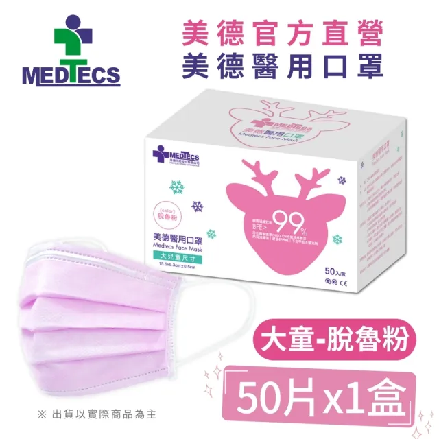 週期購【MEDTECS 美德醫療】醫用口罩20盒組 (50片/盒 成人口罩/小臉口罩/大兒童口罩)