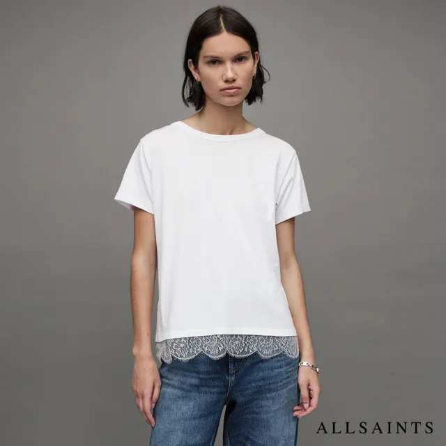 【ALLSAINTS】LEE 蕾絲拼接短袖T恤-白 WM033Z(舒適版型)