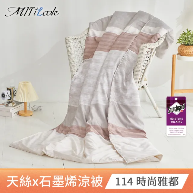 【MIT iLook】台灣製絲滑天絲x石墨烯鋪棉涼被4x5尺(任選1入)