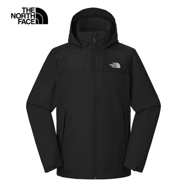 The North Face 北面男款黑色防水透氣保暖可調節收納連帽衝鋒衣｜88FR4H0