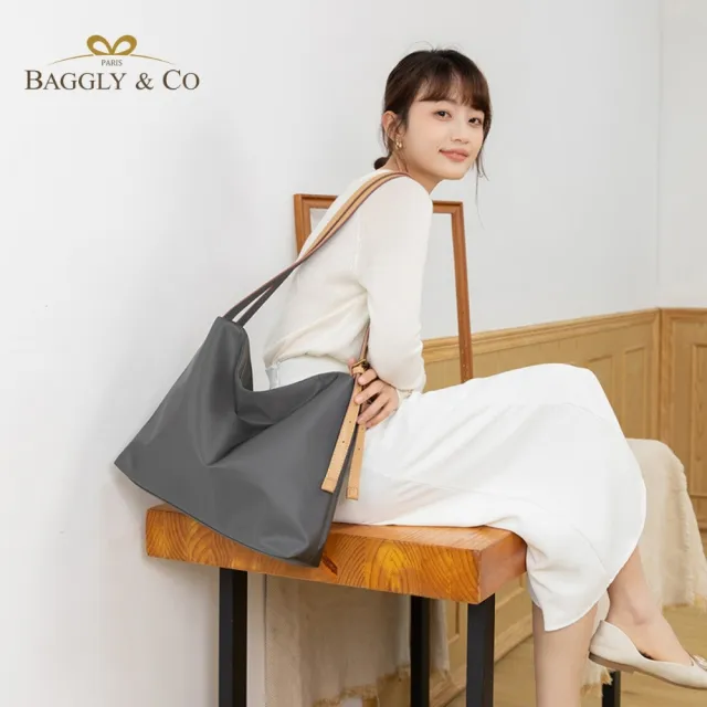 【BAGGLY&CO】雙11 真皮包包  伊芙琳防潑水輕量牛皮肩背側背雙用托特包(防水包 三色)