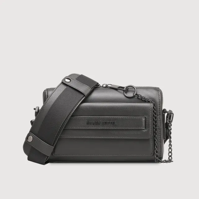 【BRAUN BUFFEL 德國小金牛】台灣總代理 威爾 斜背包-黑色(BF529-60-BK)