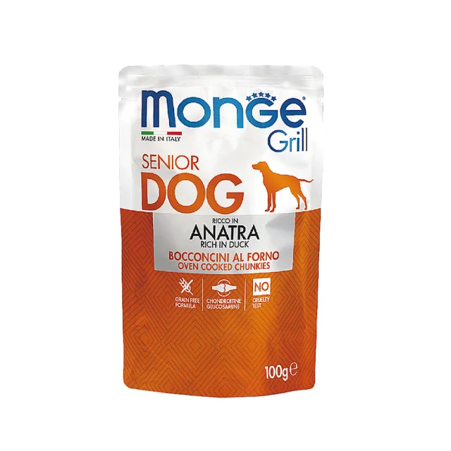 【Monge 瑪恩吉】Grill炙燒肉塊無穀犬餐包(主食/全齡犬/狗罐/貓狗飼料/罐頭餐盒/零食點心)