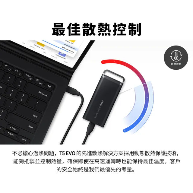 【SAMSUNG 三星】T5 EVO 8TB Type-C USB 3.2 Gen 1 外接式ssd固態硬碟(MU-PH8T0S/WW)