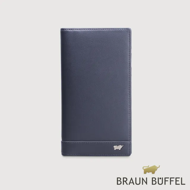 【BRAUN BUFFEL 德國小金牛】台灣總代理 威爾 15卡兩折長夾-午夜藍(BF529-631-MNB)