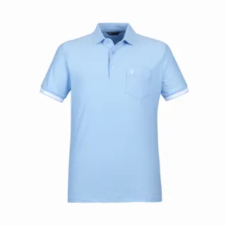 【PLAYBOY GOLF】男款經典LOGO斜紋布口袋短袖POLO衫-藍(吸濕排汗/高爾夫球衫/AA24101-55)
