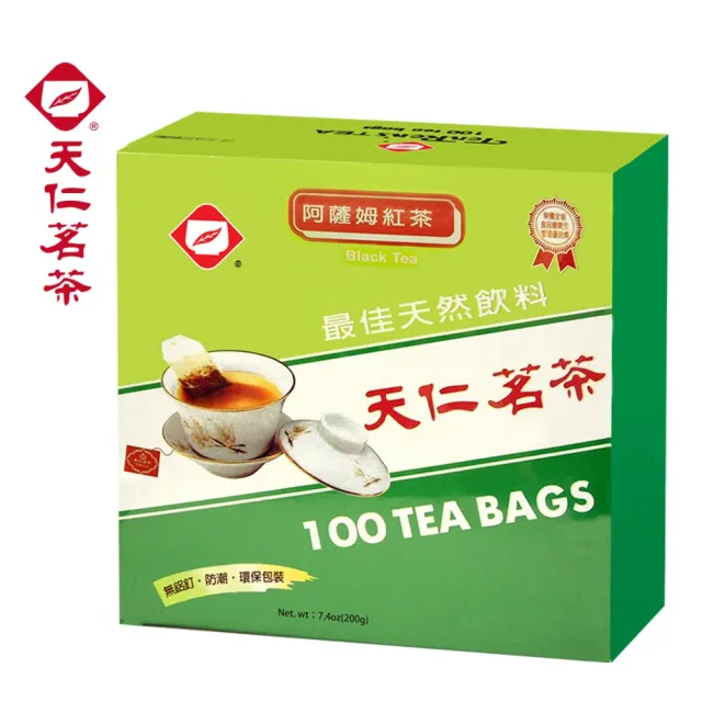 【天仁茗茶】鋁箔防潮包茶包2gx100包任選5件組(綠茶/烏龍茶/阿薩姆紅茶/茉莉綠茶/香片茶)