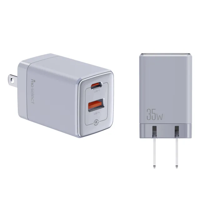 【mo select】2入組 35W雙孔高速可折疊充電頭/快充頭 Type C/USB 1A1C(平板/手機)