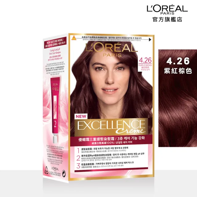 【LOREAL Paris 巴黎萊雅】優媚霜三重護髮染髮霜(2入組)