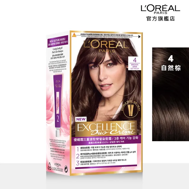 【LOREAL Paris 巴黎萊雅】優媚霜三重護髮雙管染髮霜 2入組(8色任選)