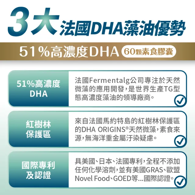 【達摩本草】法國51%DHA植物藻油 6入組(60顆/盒）（共360顆)