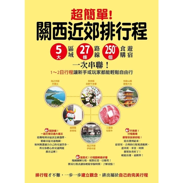 【MyBook】超簡單!關西近郊排行程 : 5大區域x27條路線x250+食購遊宿一次串聯!1(電子書)