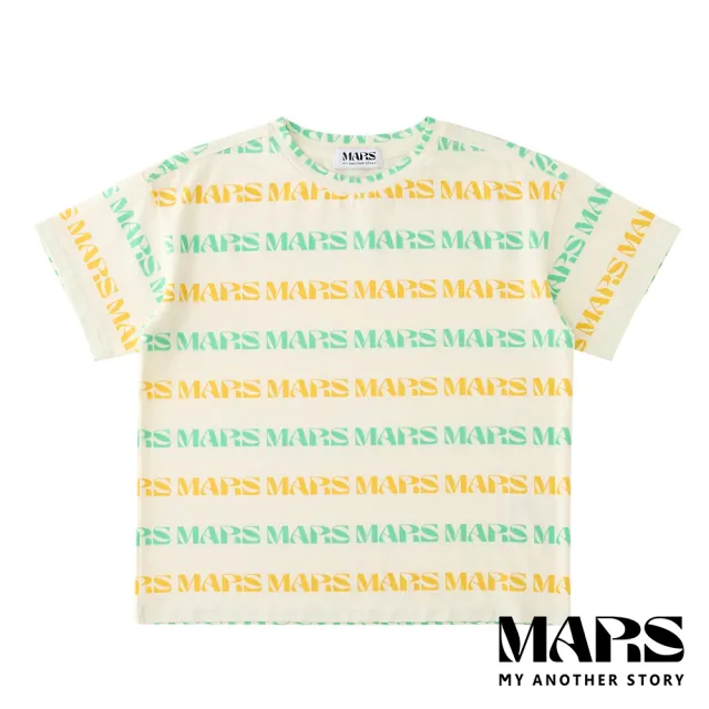 【MARS】童裝-經典LOGO文字條紋上衣