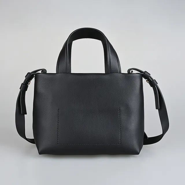 【Acne Studios】Acne Studio MUSUBI時尚日本和服腰帶紐結 LOGO 設計牛皮拉鍊手提斜背包(小型/黑)