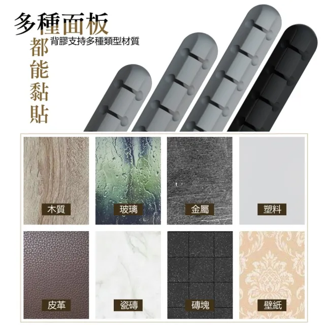 【ROYAL LIFE 皇室生活】多孔充電線收納集線固定器-3格(多孔矽膠集線器/理線器/夾線器/充電線收納)