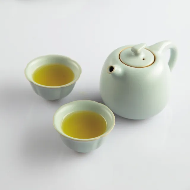 【LohasPottery 陸寶】汝窯藏器 錦珠壺 自在茶組 一壺兩杯(瑪瑙為釉  精湛工藝)