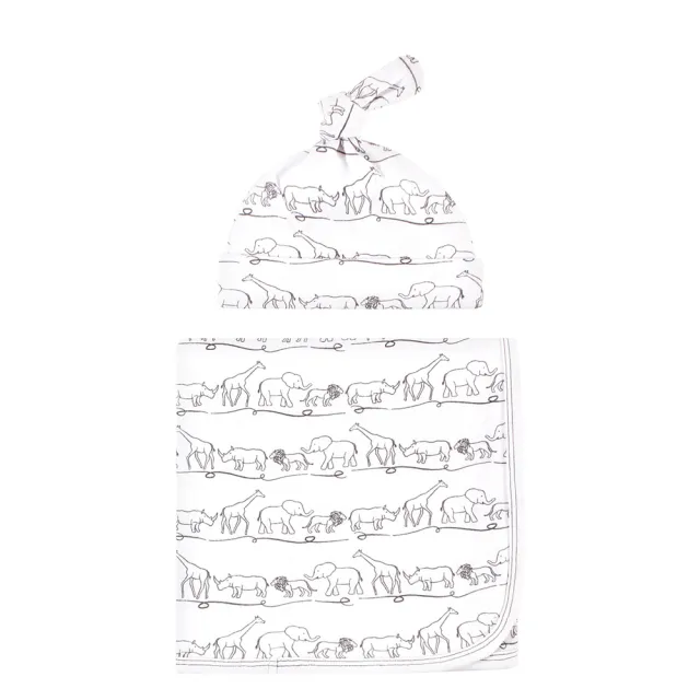 【Hudson Baby】有機棉嬰兒抱毯包巾毯+帽子組(美國紐約精品母嬰品牌)