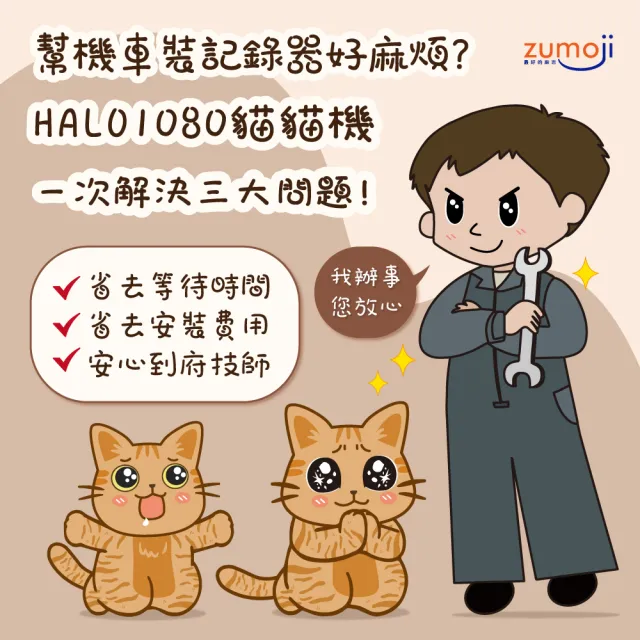 【LOOKING 錄得清】ZUMOJI HALO1080 貓貓機 機車行車記錄器 贈32G卡 前後雙錄(機車行車紀錄器)