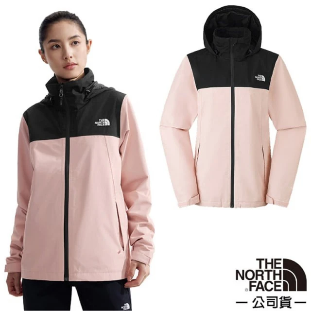 The North Face 女 防潑水透氣連帽外套.夾克.風衣/DryVent面料.可收納風帽(88FY-LK6 柔霧粉)