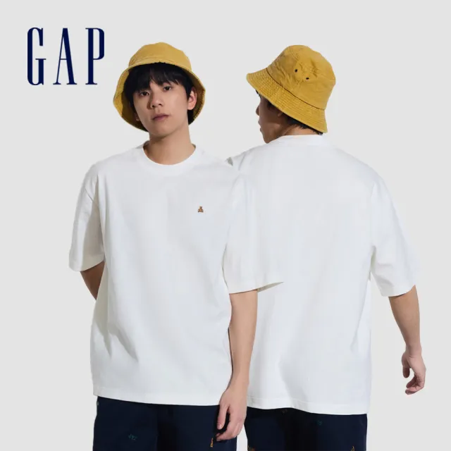 【GAP】男裝 純棉小熊刺繡圓領短袖T恤 厚磅密織水洗棉系列-多色可選(460845)