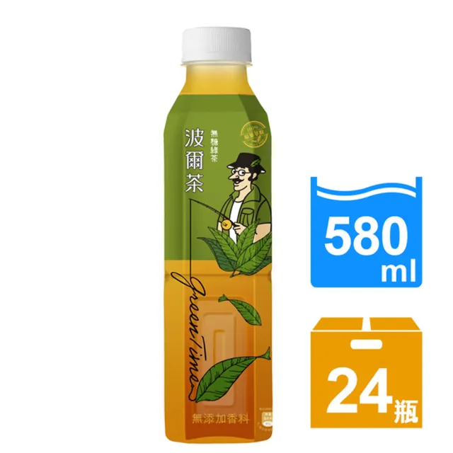 【金車/伯朗】波爾茶無糖綠茶580mlx24入/箱