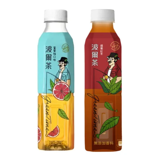 【金車/伯朗】波爾茶-錫蘭紅茶580mlx24入/箱+葡萄柚x580mlx24入/箱(共48入)