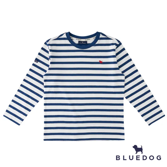 【BLUEDOG】童裝-條紋長袖T恤(海軍藍)