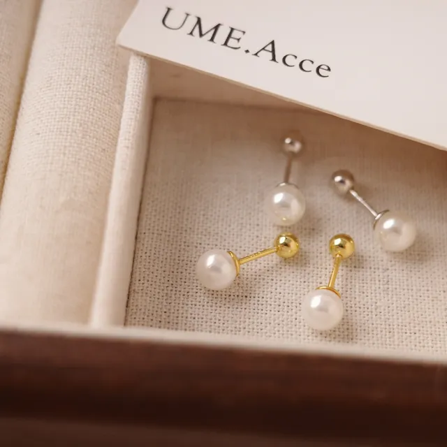 【UME.Acce】純銀小珍珠轉珠耳環(S925純銀 耳環 純銀 全純銀 純銀耳環 轉珠 轉珠耳環 珍珠