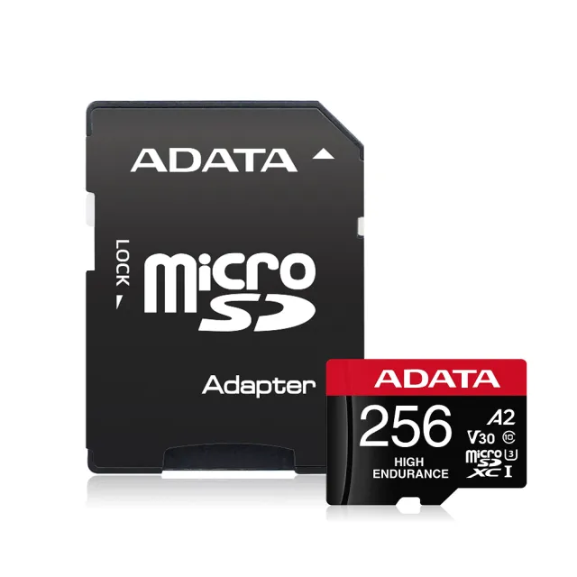 【ADATA 威剛】High Endurance  microSDXC UHS-I U3 A2 V30 256G 高耐用記憶卡(附轉卡)