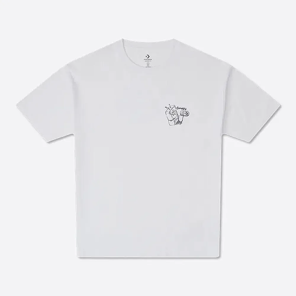 【CONVERSE】PETS TEE 運動服 短袖上衣 T恤 男上衣 白色(10027661-A01)