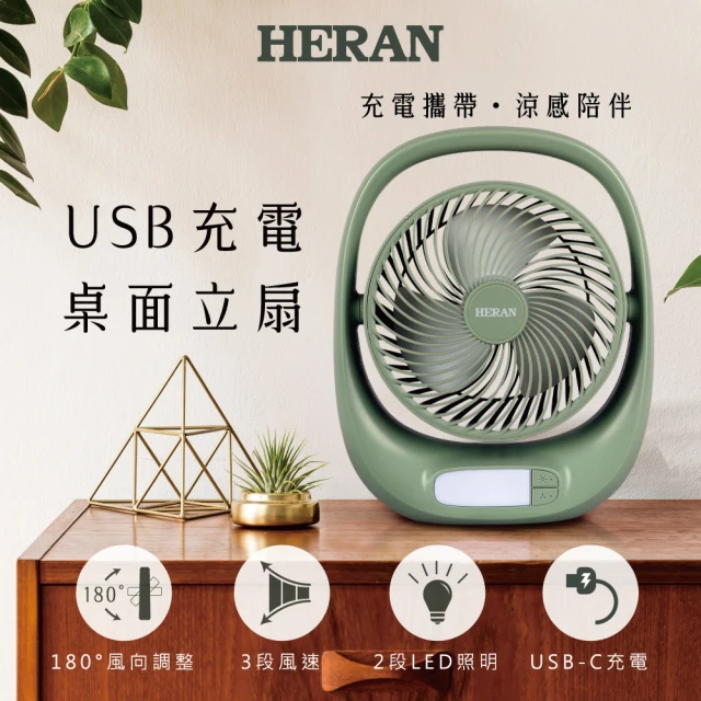 HERAN 禾聯 USB充電桌面立扇(HUF-07GL310)