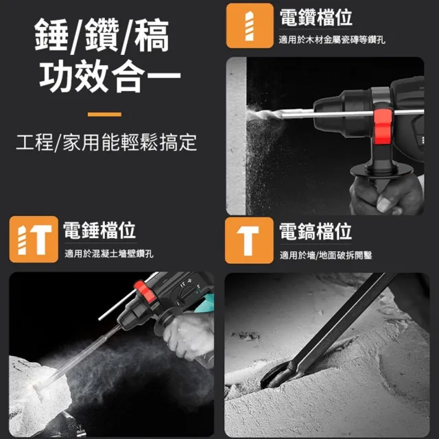 【Ogula 小倉】無刷衝擊鑽 電鎚電錘電鎬三合一 BSMI:R3E558（十節一電）(電量顯示/一機三用/附豪華配件)