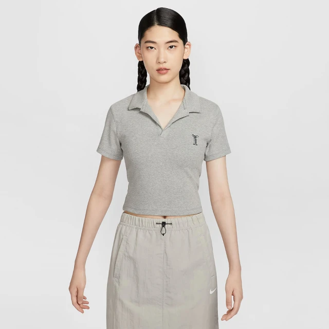 NIKE 耐吉 AS W NSW SS POLO TOP OPP1 灰上衣 女 短袖上衣 運動 POLO衫(HJ6852-063 ∞)