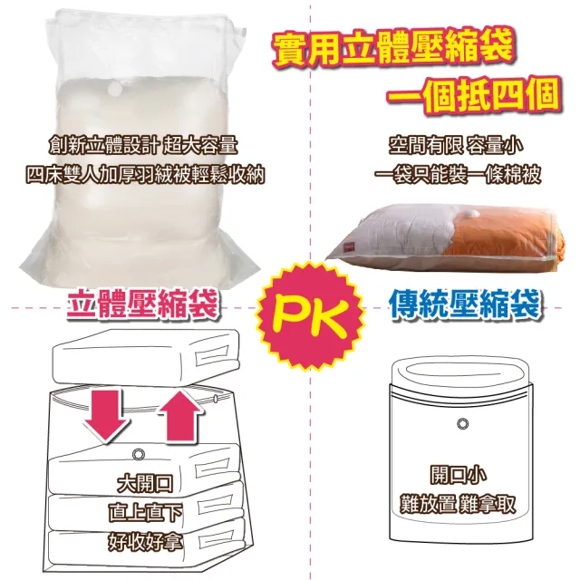 【FL 生活+】9件超值組-中+大+特大-直立式立體真空壓縮袋組(可重覆使用/衣物/棉被/FL_019+FL_020+FL_021)