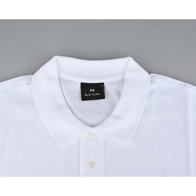 【Paul Smith】PAUL SMITH縮寫LOGO左胸小斑馬布章有機純棉珠地布POLO衫(男款/白)