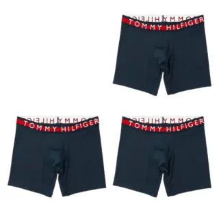 【Tommy Hilfiger】男內褲 三件組 長版貼身內褲 盒裝 深藍色(美國進口 柔軟 舒適)
