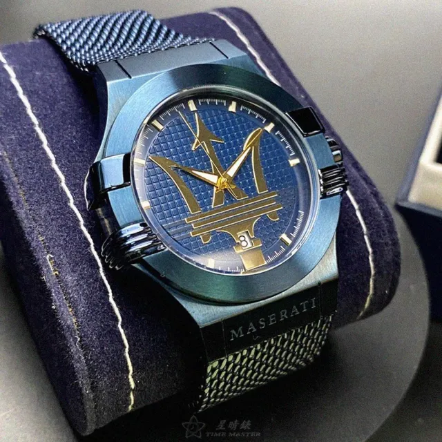 【MASERATI 瑪莎拉蒂】MASERATI手錶型號R8853108008(寶藍色錶面寶藍錶殼寶藍米蘭錶帶款)