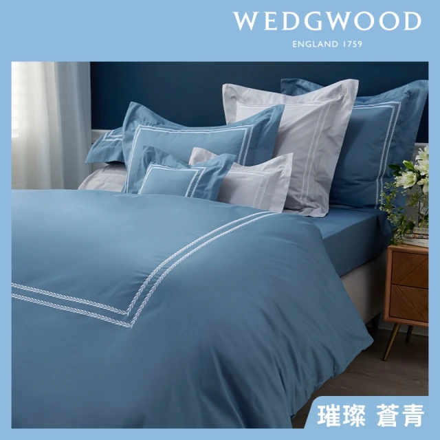 WEDGWOOD 80支400織長纖棉刺繡 兩用被枕套床包四 WEDGWOOD 80支400織長纖棉刺繡 兩用被枕套床包四件組-璀璨(加大-蒼青)