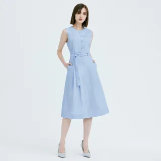 【MOMA】知性冰河藍背心洋裝(淺藍色)