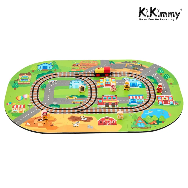 【kikimmy】多功能火車軌道拼圖墊 13PCS(遊戲墊 地墊 巧拼墊)