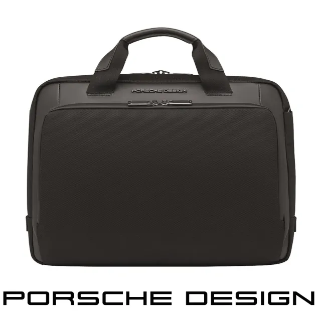 【Porsche Design 保時捷】德國頂級小牛皮皮革旅行公事包肩背包(黑色 ONY1500)