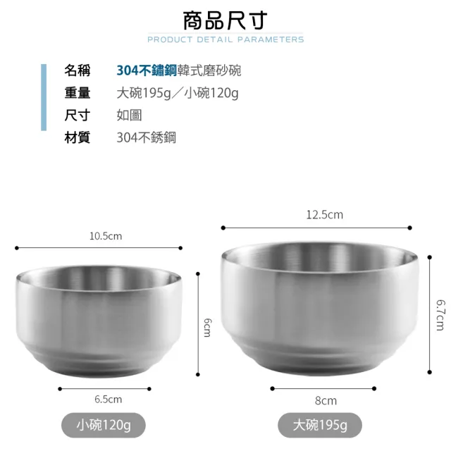 【DIBOTE 迪伯特】雙層隔熱304不鏽鋼杯磨砂碗(大+小)
