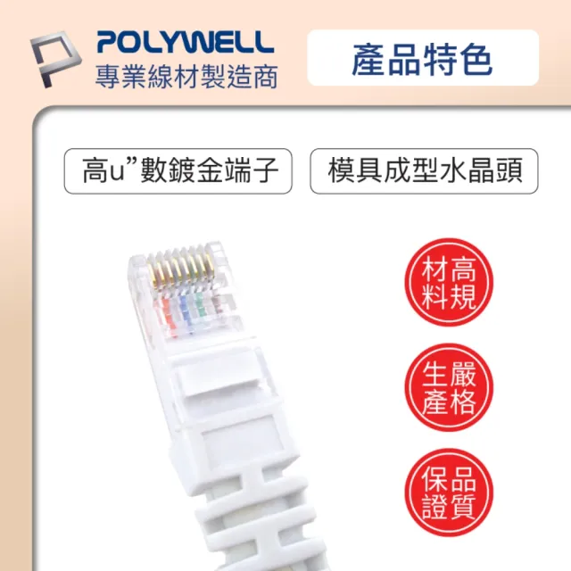 【POLYWELL】CAT6 網路線 /5M