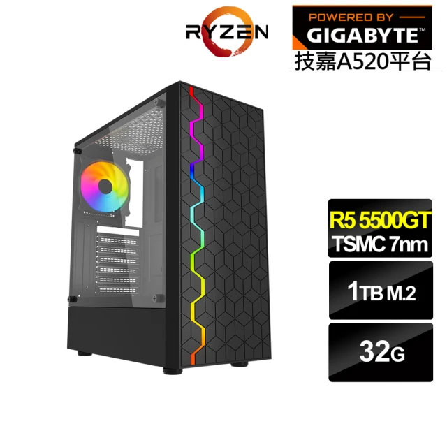 技嘉平台 R5六核{牧羊人N76C}文書機(R5-5500GT/A520/32G/1TB)