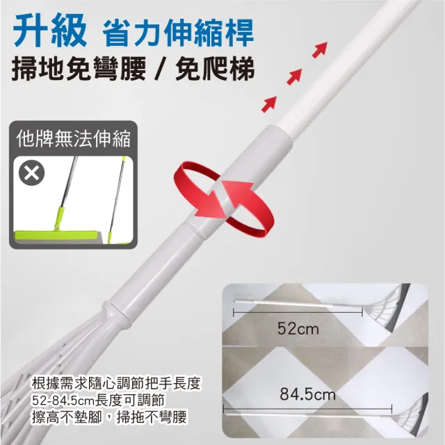 【新錸家居】2入伸縮桿★乾濕兩用 多功能矽膠魔術掃把/黑科技刮刀拖把磁磚玻璃刮水器(灰/粉/綠 任選)